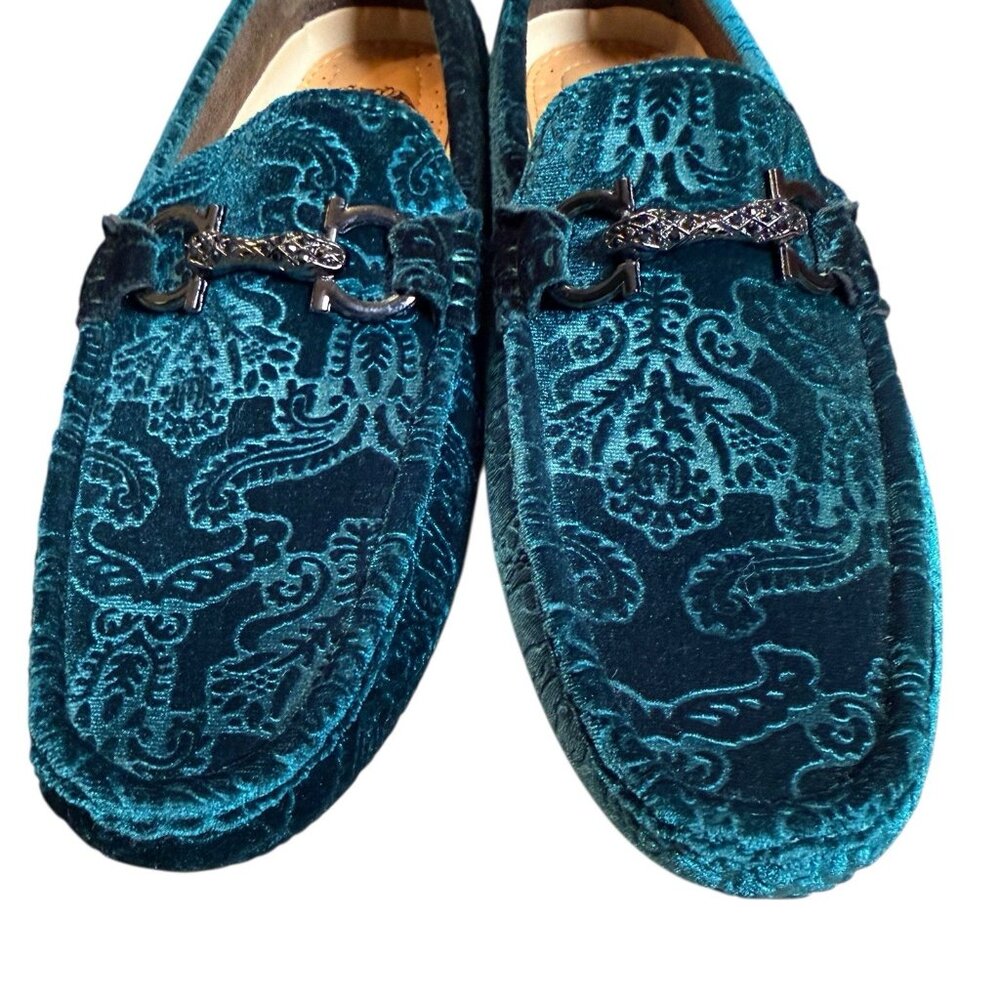 Royal Shoes Green Velvet Loafers Moccasins Men’s Size 9 Shoes New - Picture 4 of 7